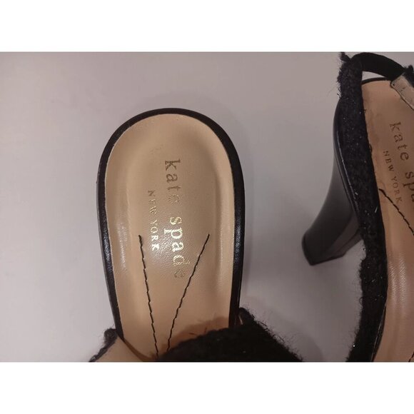 Kate Spade Womens Slingback Open Toe High Block Heels Leather Black Size 7 B - Picture 4 of 10